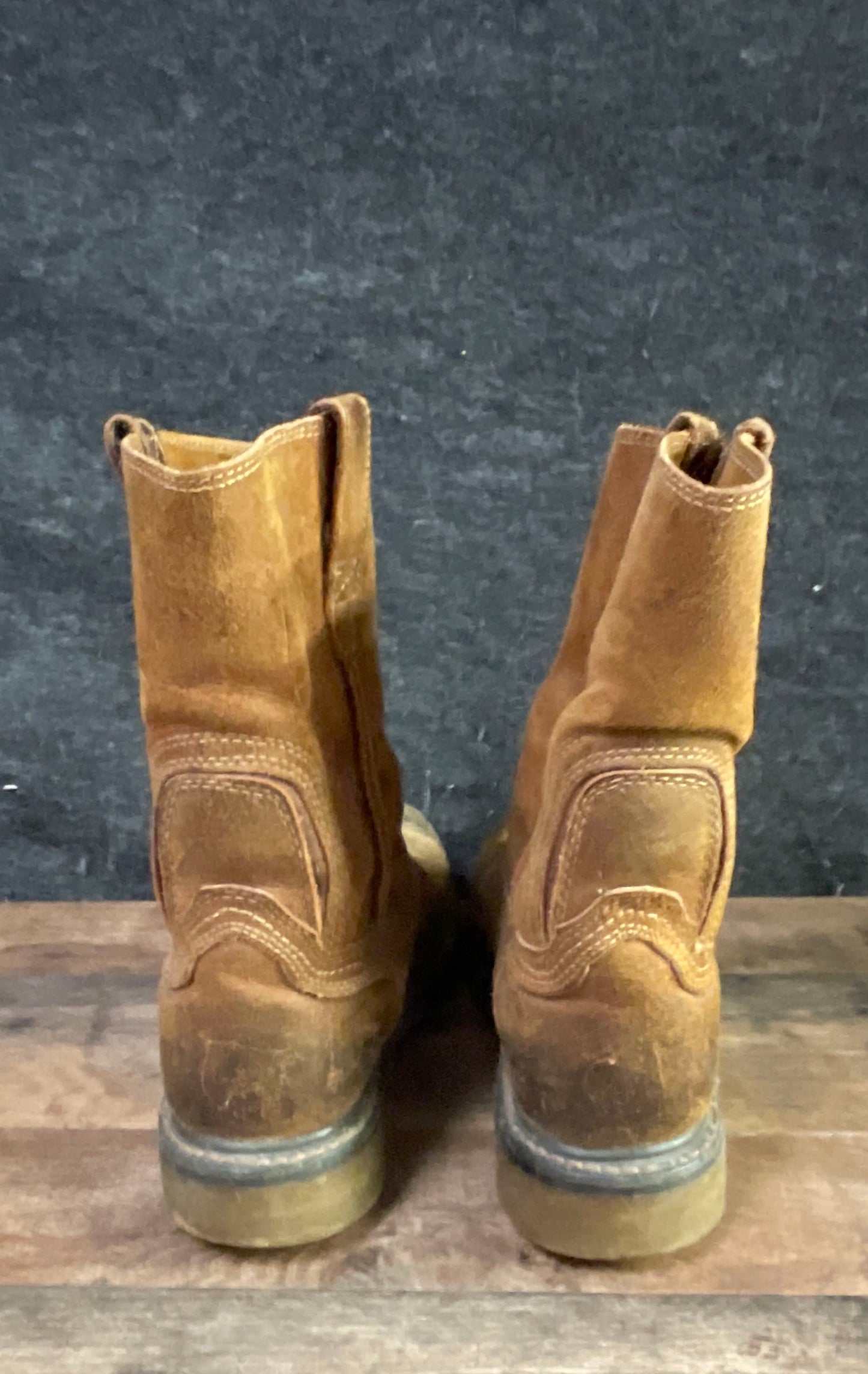 Ariat Groundbreaker Distressed Brown Pull-On Western Work Boots Size 8.5D