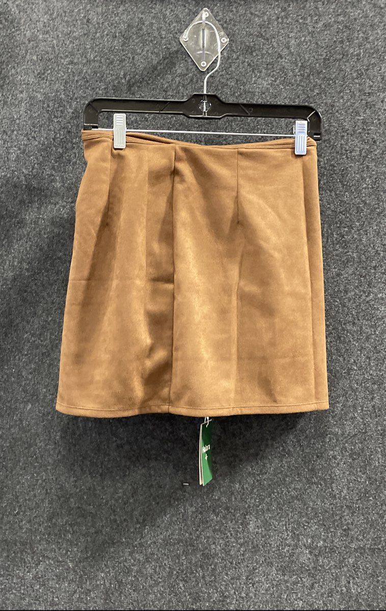 Halara Women's Brown Faux Suede A-Line Mini Skirt NWT Sz M