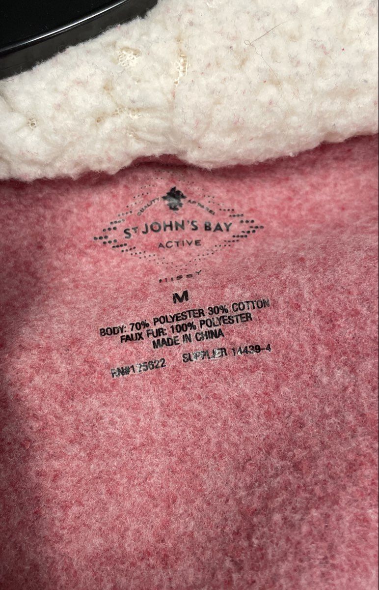 St. John's Bay Women's Pink Sherpa Lined Open Front Cardigan Jacket Sz M