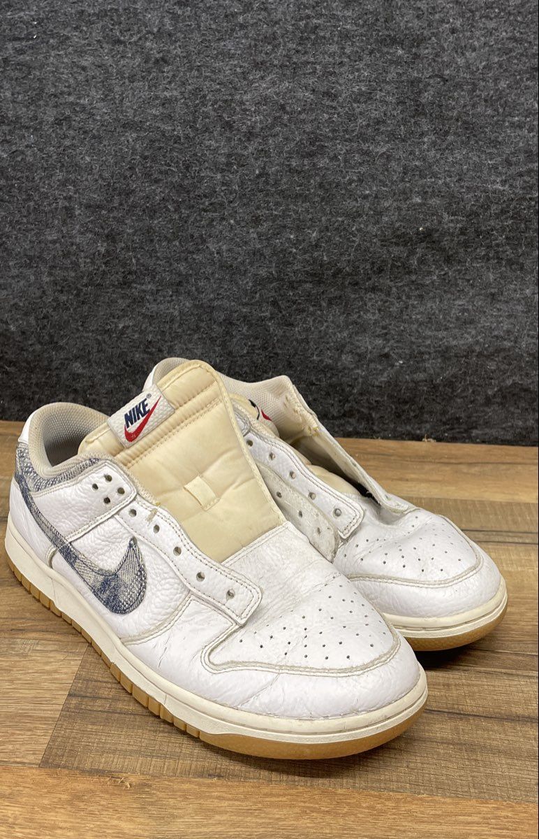 Nike Dunk Low White Denim Midnight Navy Sneakers Size 11.5