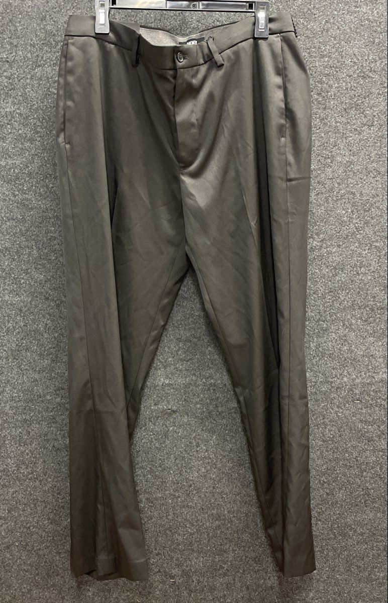 DKNY Men's Gray Stretch Slim Fit Flat Front Trousers Pants Sz 34x30 NWT