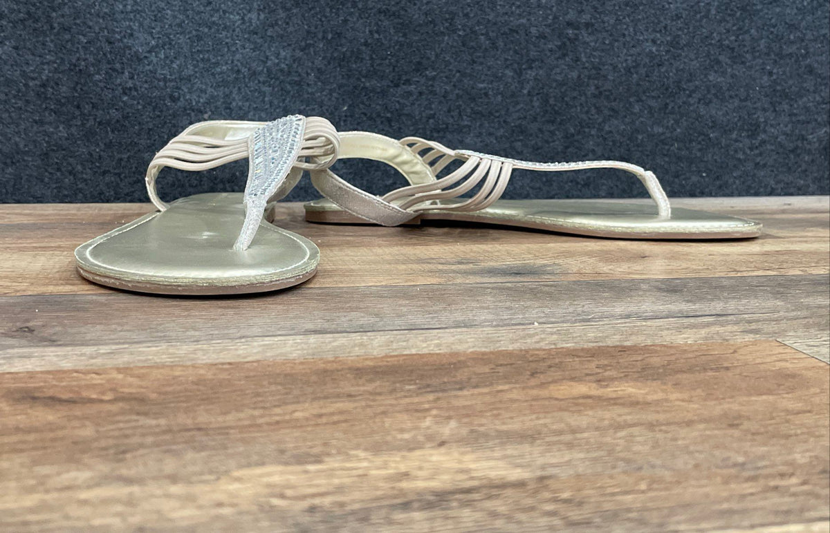 Kelly & Katie Silver Rhinestone Slingback Flip Flop Sandals Women's Size 11M