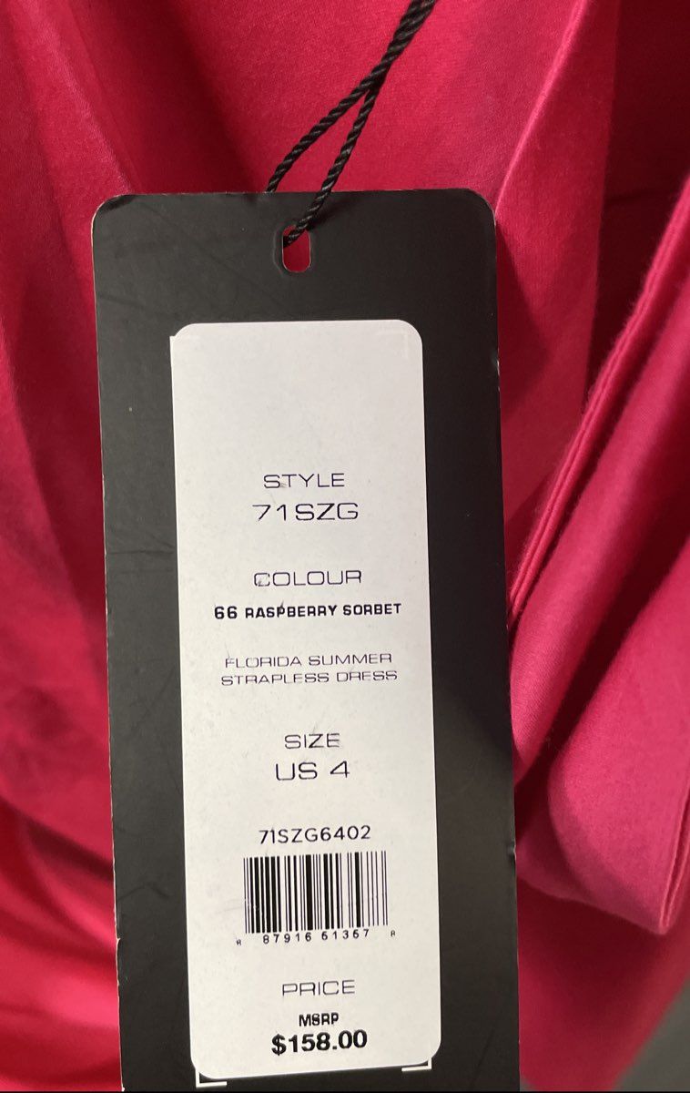 French Connection Women's Raspberry Florida Summer Strapless Sash Dress NWT Sz 4