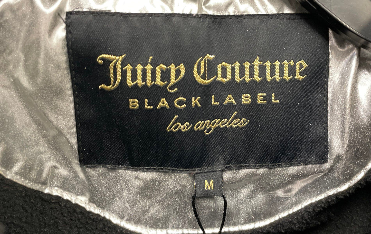 Juicy Couture Black Label Women's Silver Metallic Hooded Puffer Coat NWT Size M