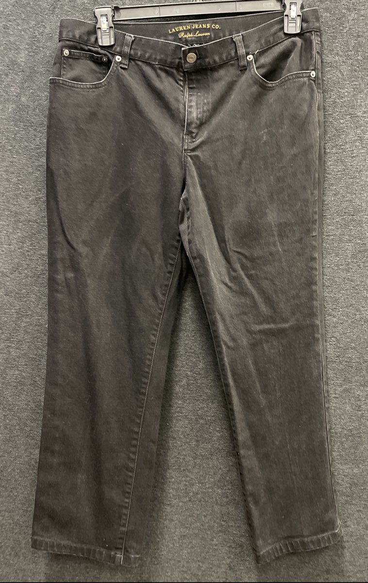 Ralph Lauren Lauren Jeans Co Women's Black Straight Leg Denim Jeans Sz 14