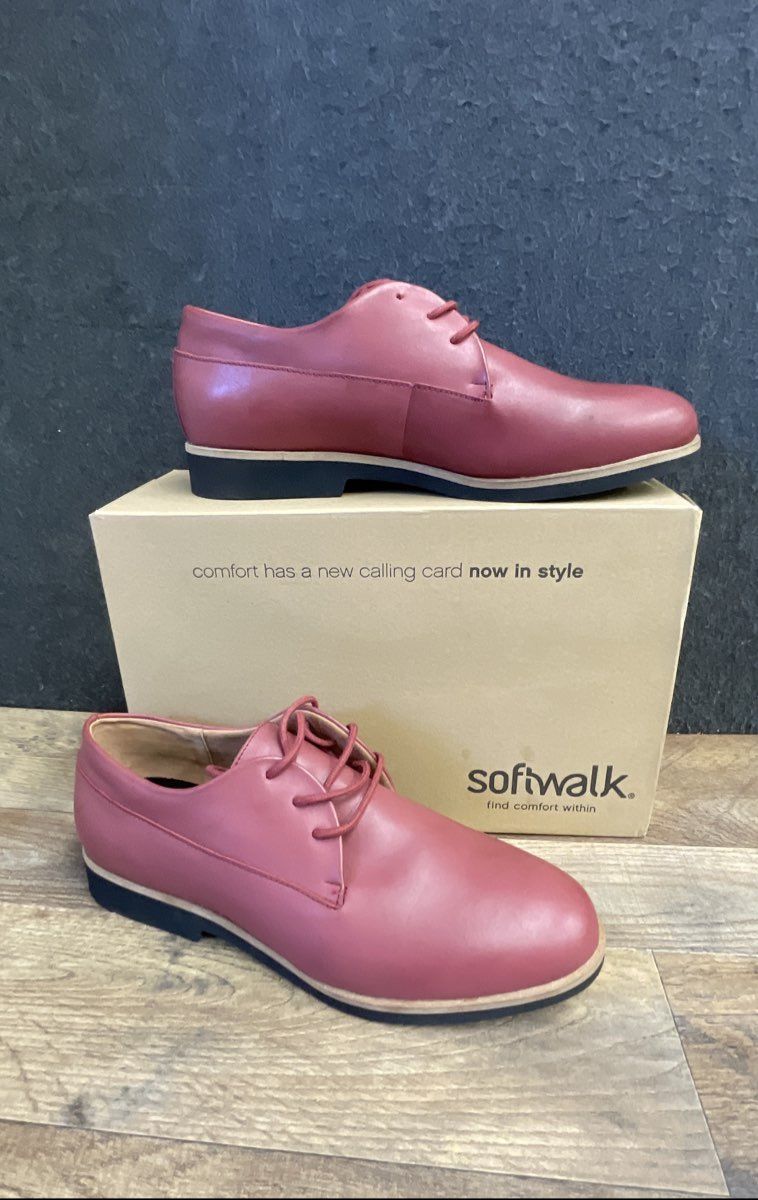 SoftWalk Willis Burgundy Dark Red Leather Lace Up Women's Oxford Shoes Size 8