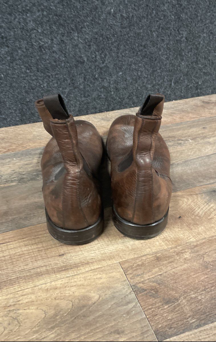 M.Gemi Brown Tumbled Leather Chelsea Boots Made in Italy Men's Size 45 US 12