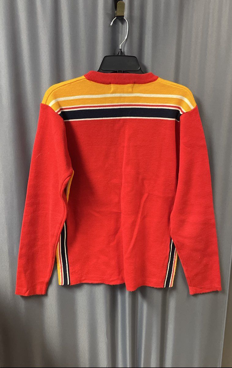 Vintage 70s Bryson Ltd Men's Red Striped Crewneck Acrylic Sweater Sz M