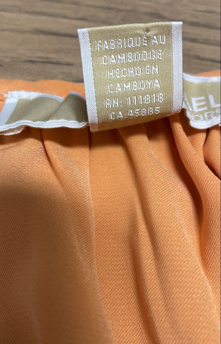 Michael Kors Women's Orange Gold Chain Halter Sleeveless Blouse Keyhole Sz M