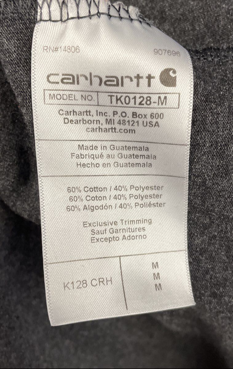 Carhartt K128 Workwear Pocket Henley Long Sleeve T-Shirt Carbon Heather Sz M