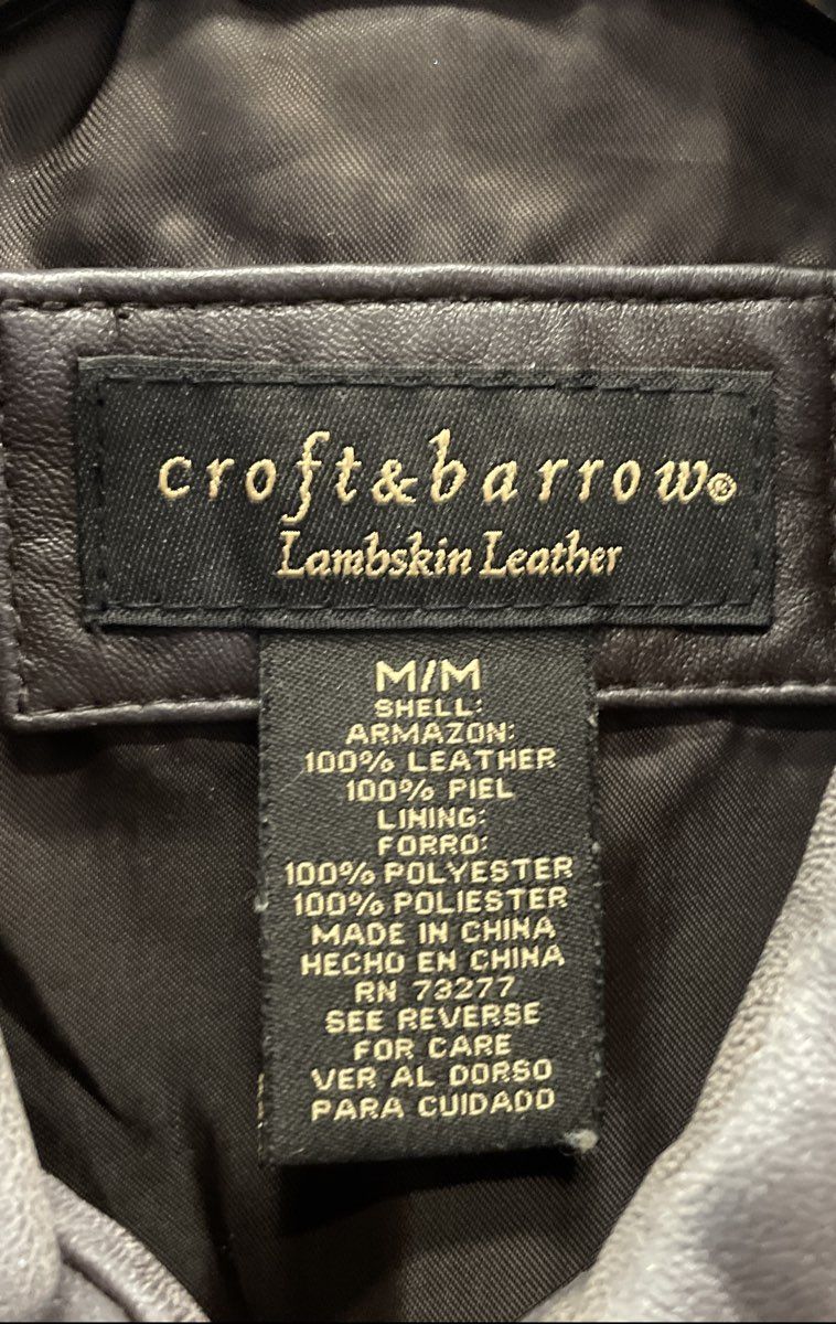 Croft & Barrow Women's Brown Lambskin Leather Full Zip Jacket Outerwear Sz M