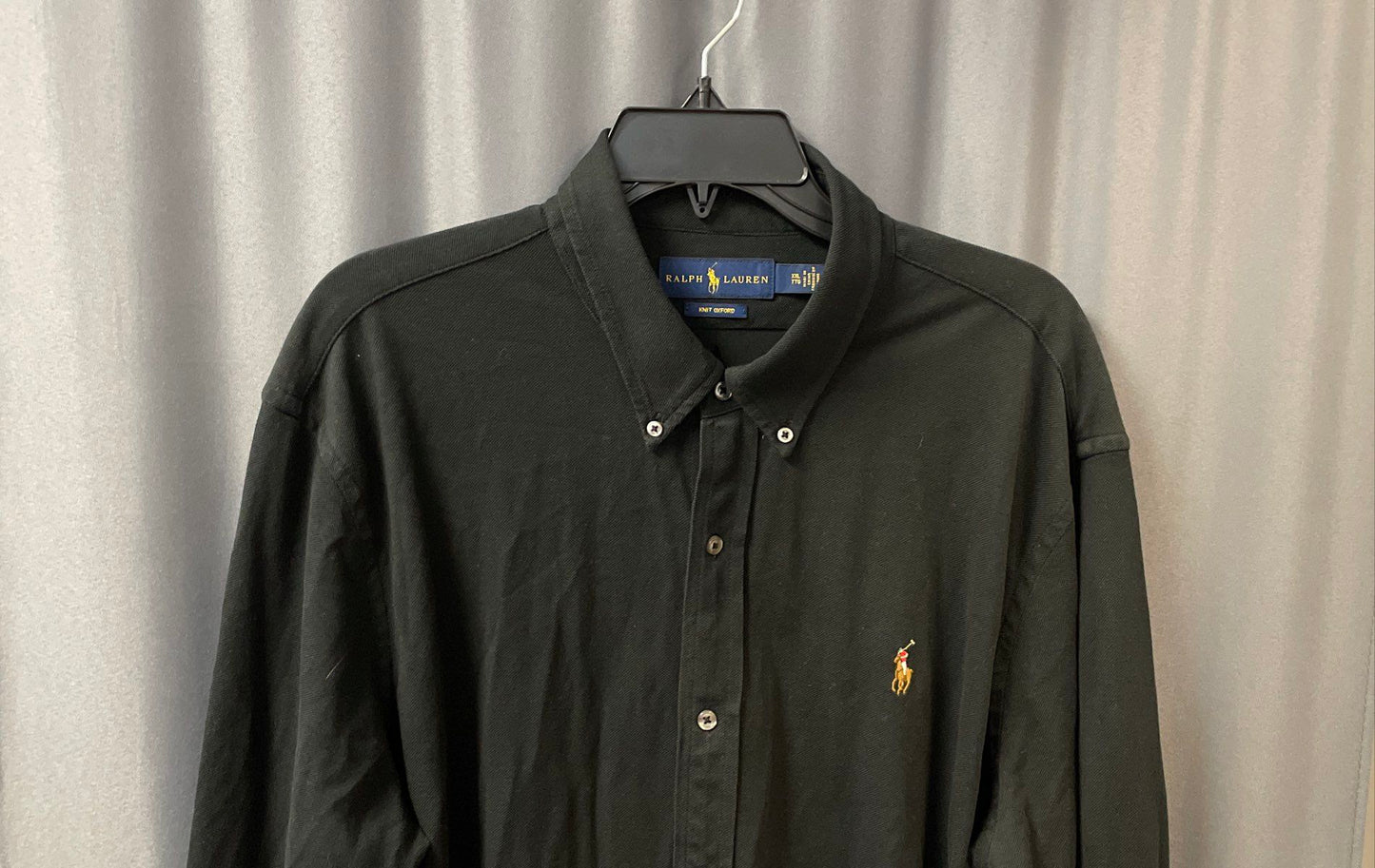 Ralph Lauren Men's Black Knit Oxford Long Sleeve Button Down Shirt Size XXL