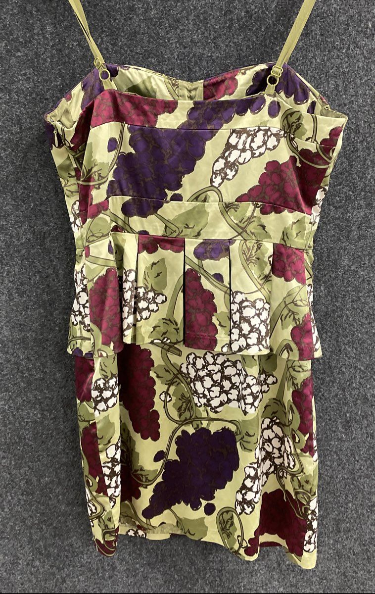Twelve by Twelve Women's Green Grape Print Peplum Sweetheart Dress Sz XS