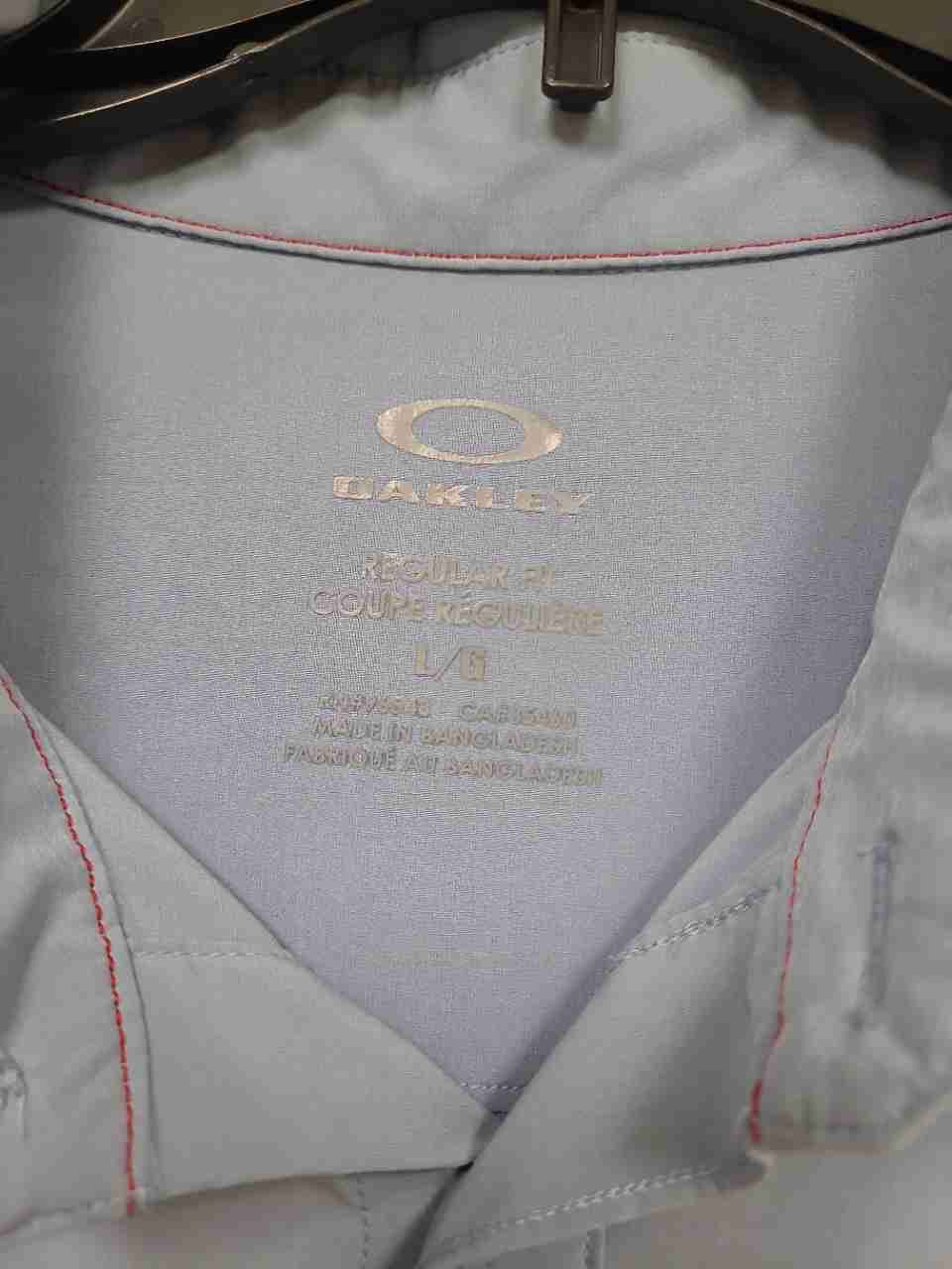 Oakley Men's Short Sleeve Button Down Shirt Light Blue Regular Fit Size L