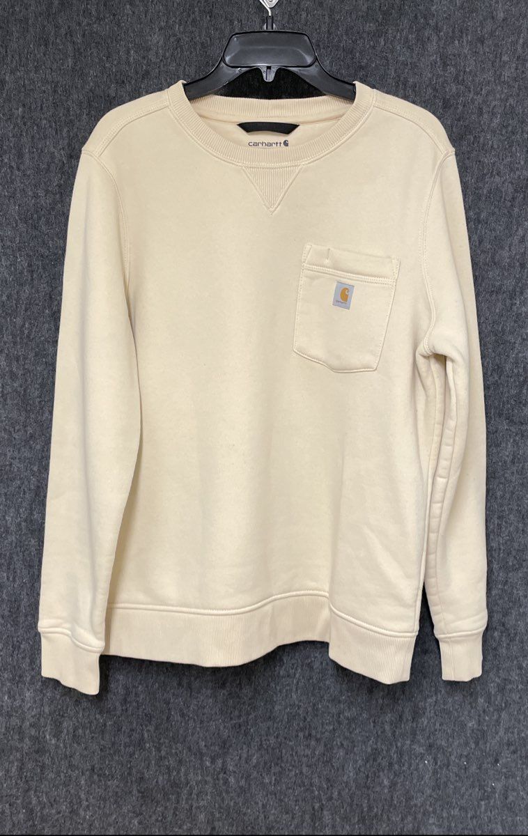 Carhartt Kids' Cream Relaxed Fit Pocket Crewneck Sweatshirt Sz L 12-14