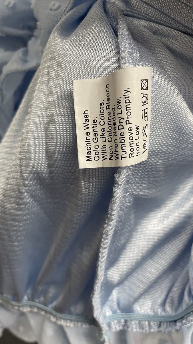 Kirundo Women's Light Blue Off Shoulder Swiss Dot Chiffon Blouse Sz XL