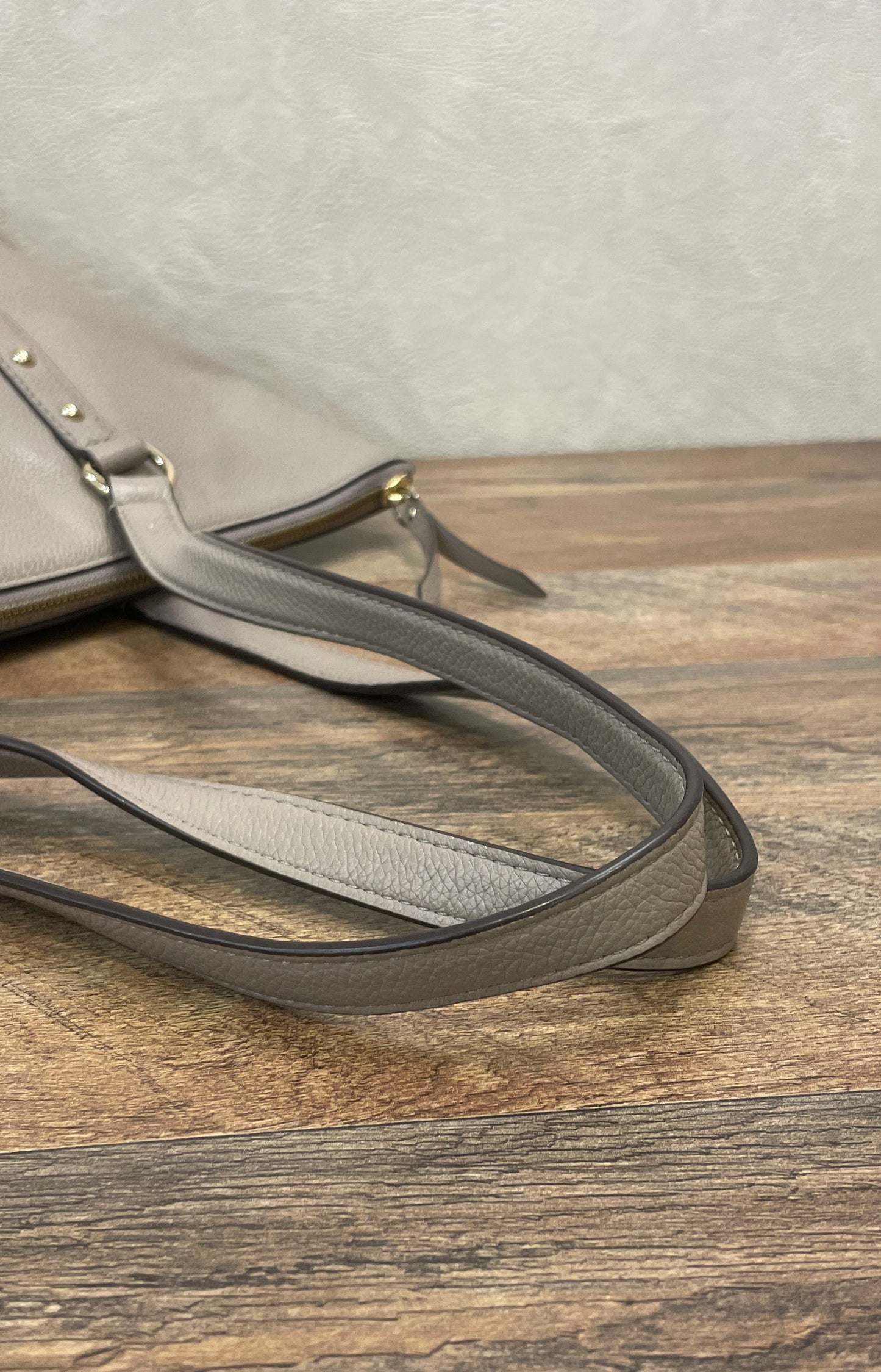 Kate Spade Grey Pebbled Leather Zip Top Tote Bag Large Shoulder Bag
