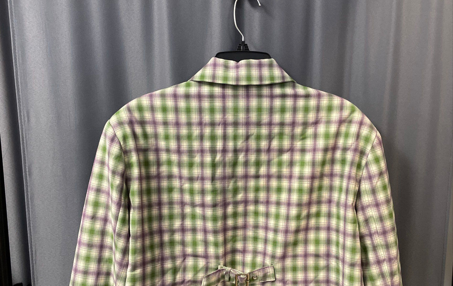 Collusion Women's Green Purple Plaid Cropped Blazer Jacket Size 8