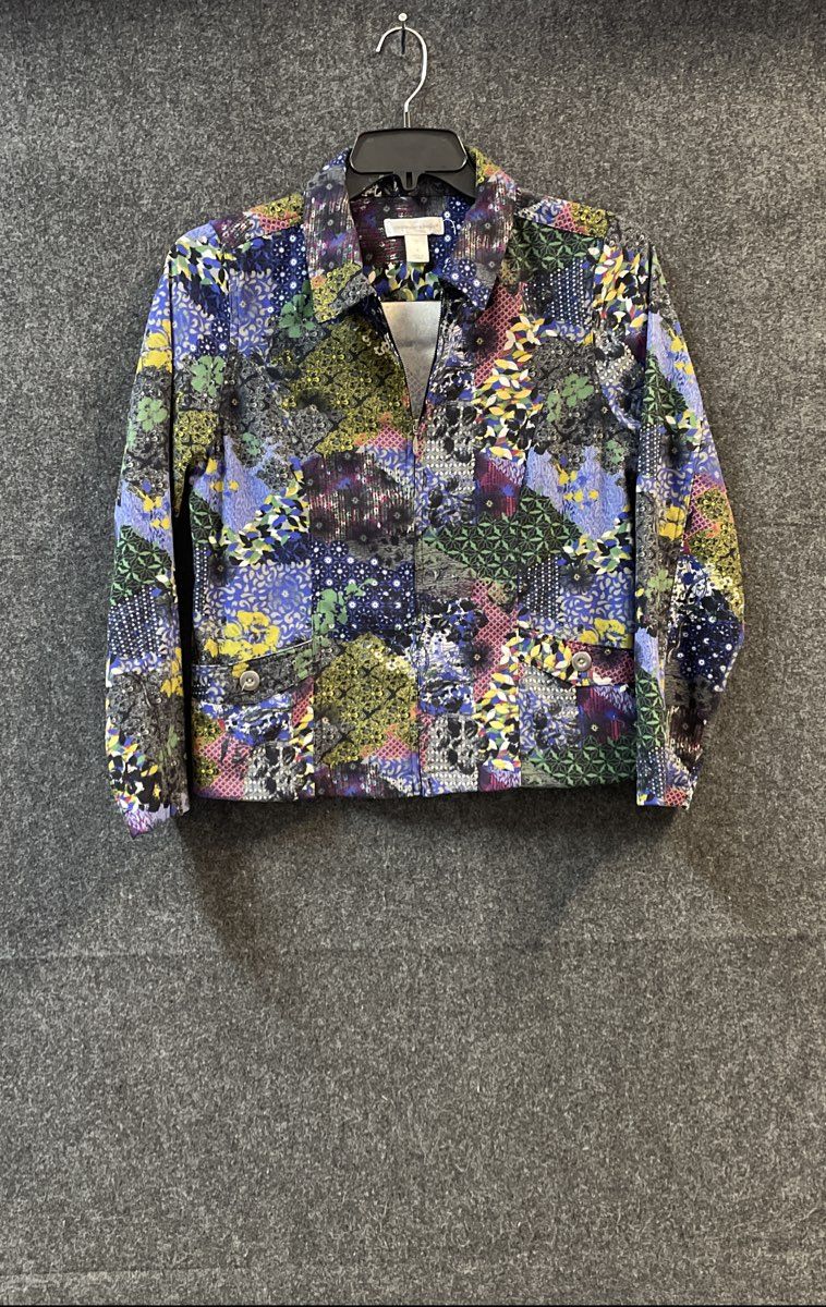 Christopher & Banks Women's Multicolor Patchwork Full Zip Jacket Sz S