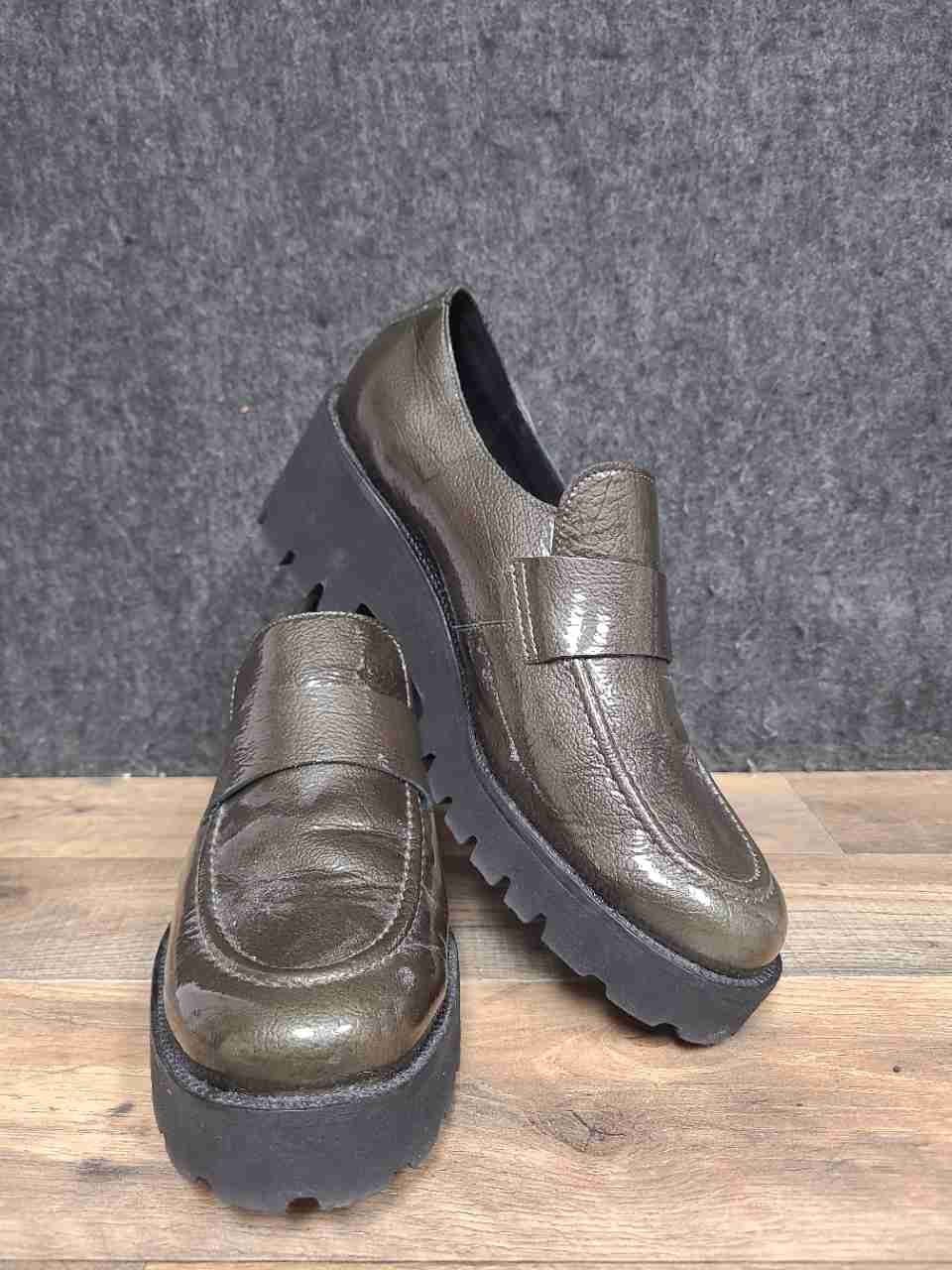 Mephisto Metallic Bronze Leather Platform Penny Loafers Women's Size 10 EUR 8.5