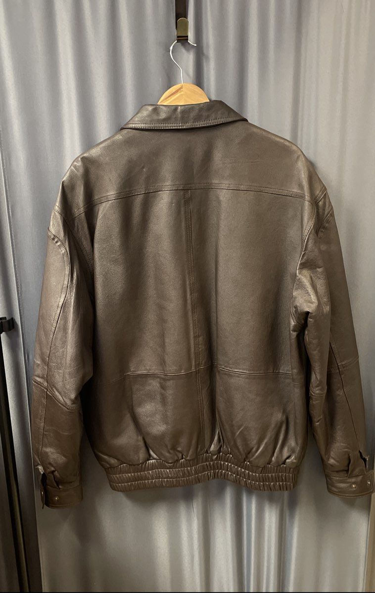 Towncraft Men's Brown Pig Nappa Leather Bomber Jacket Sz LXT Extra Tall