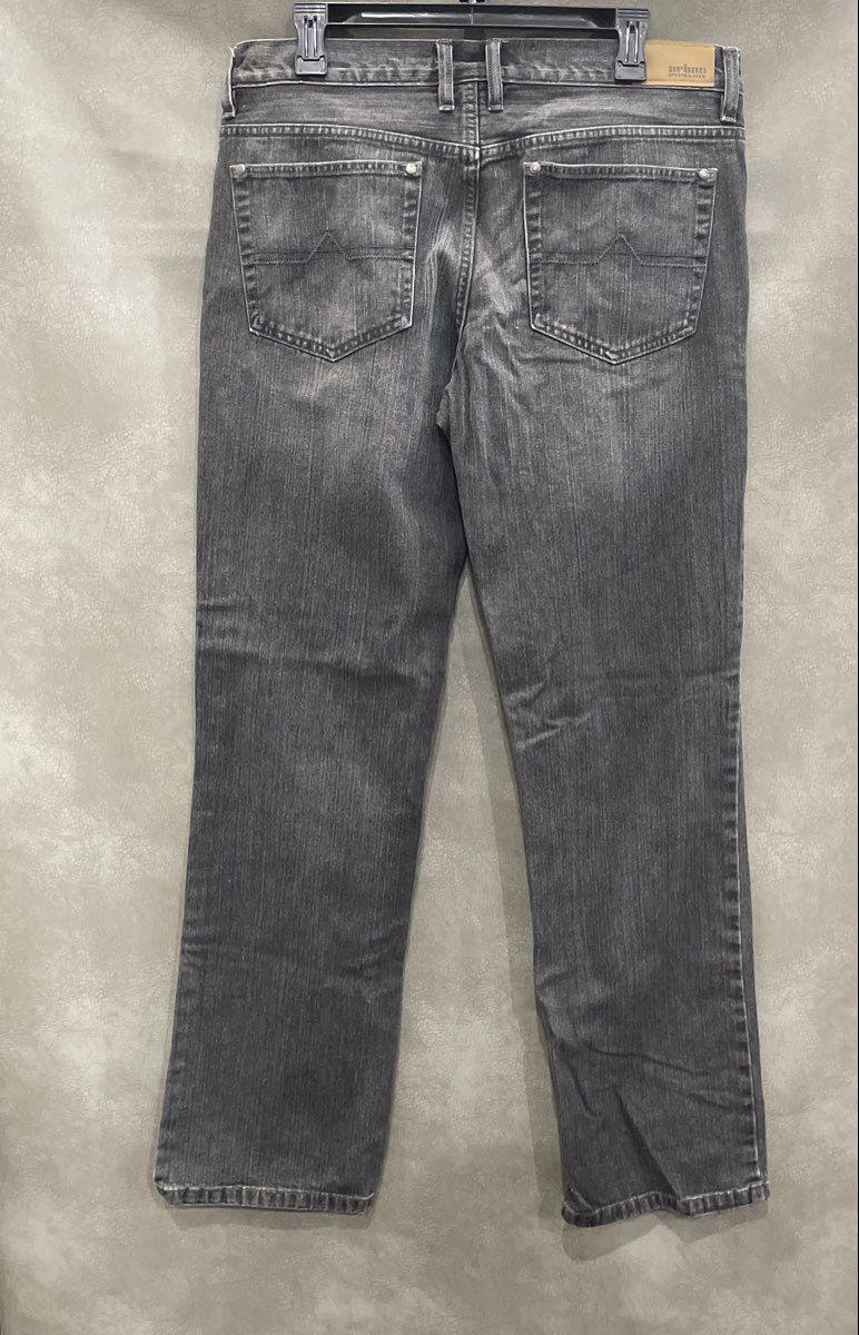 Urban Pipeline Men's Grey Slim Straight Faded Washed Cotton Jeans Size 34x34