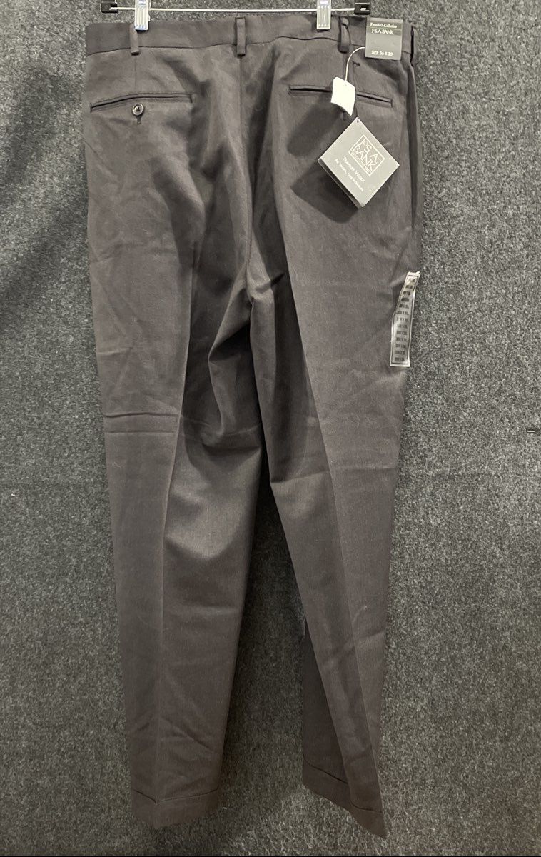 Jos. A. Bank Men's Traveler Wool Pleated Cuffed Pants Black Sz 36x30 NWT