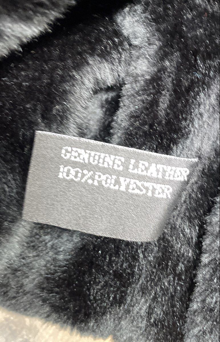 The Connection New York Women's Black Leather Faux Fur Trim Belted Jacket Sz L