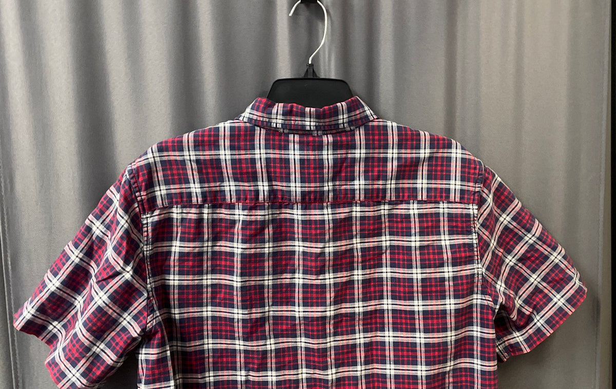 Denim & Supply Ralph Lauren Men's Red Blue Plaid Short Sleeve Button Up Sz M