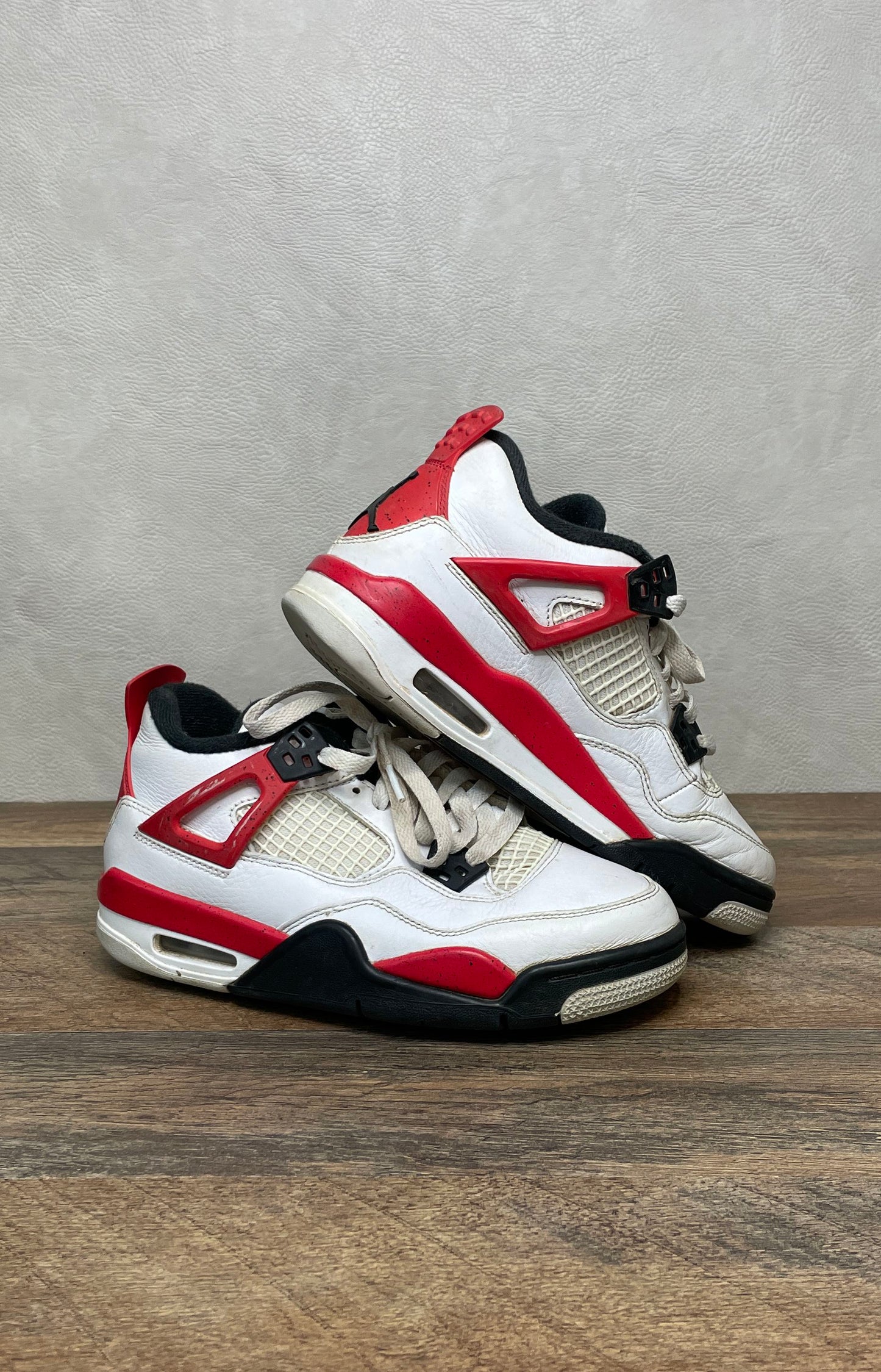 Nike Air Jordan 4 Retro GS Red Cement White Fire Red Black 408452-161 Size 4Y