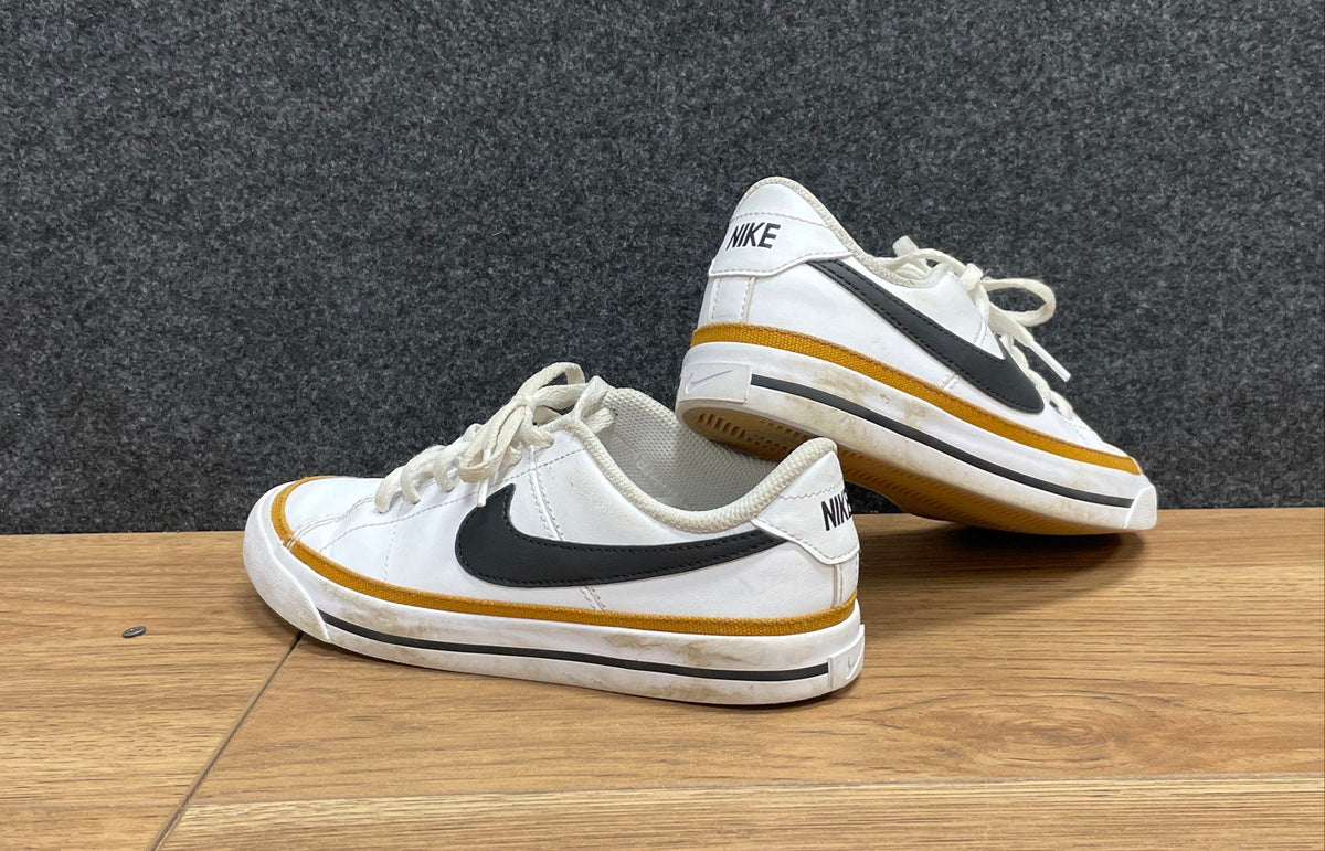 Nike Court Legacy GS White Black Ochre Kids Lifestyle Sneakers Size 4Y