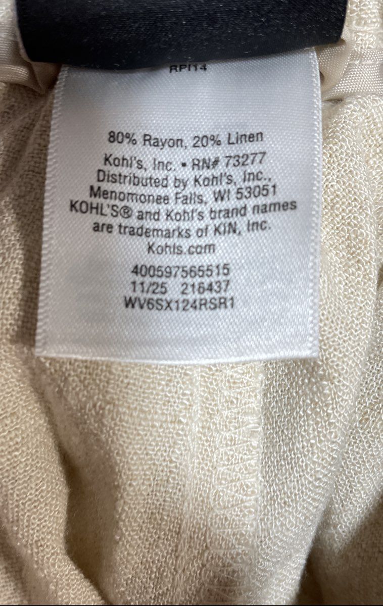 Simply Vera Vera Wang Women's High-Rise Wide Leg Beige Linen Blend Pants Sz XS