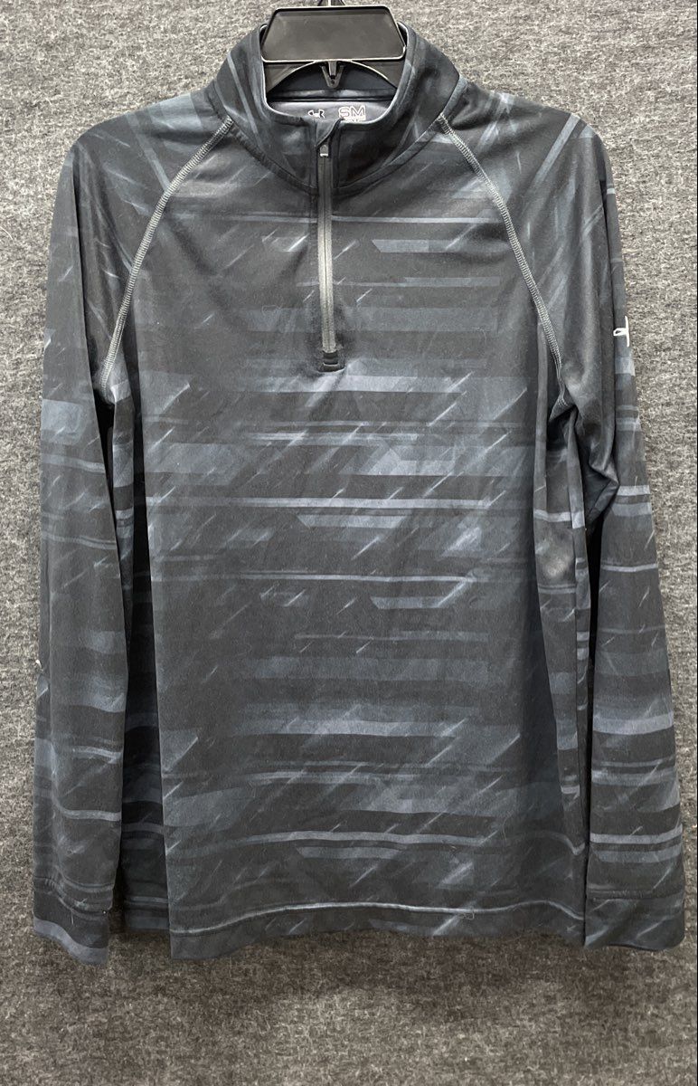 Under Armour Men's HeatGear Loose 1/4 Zip Pullover Gray Abstract Print Sz SM