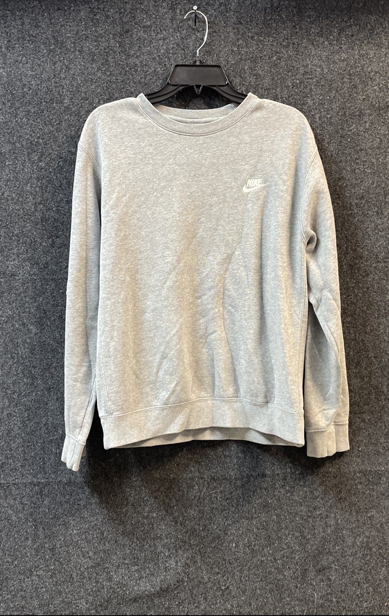 Nike Men's Crewneck Sweatshirt Heather Grey Embroidered Swoosh Logo Size L