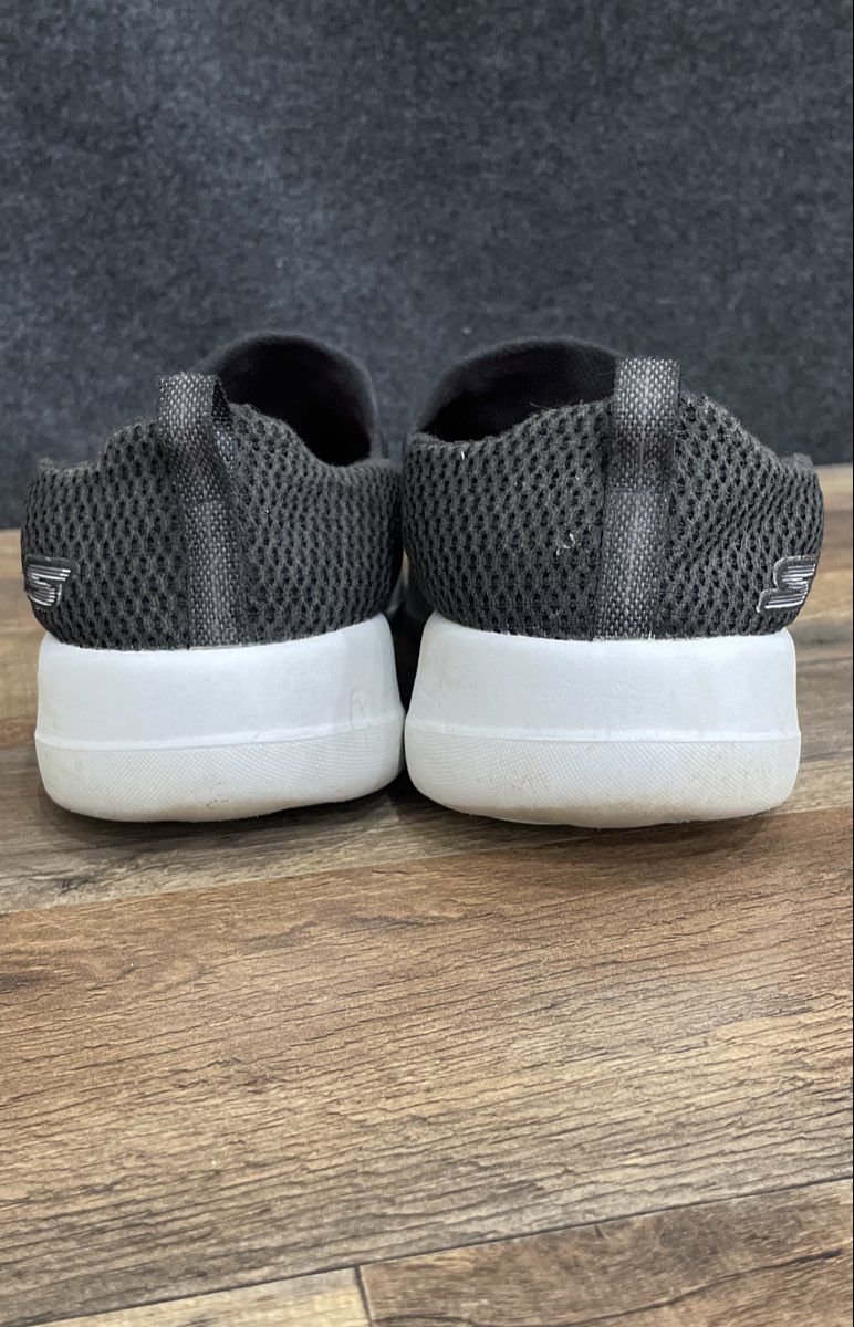 Skechers Goga Max Black White Walking Slip-On Shoes Size 10