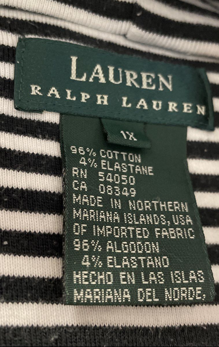 Vintage Y2K Lauren Ralph Lauren Women's Black Striped Hood Full Zip Hoodie 1X