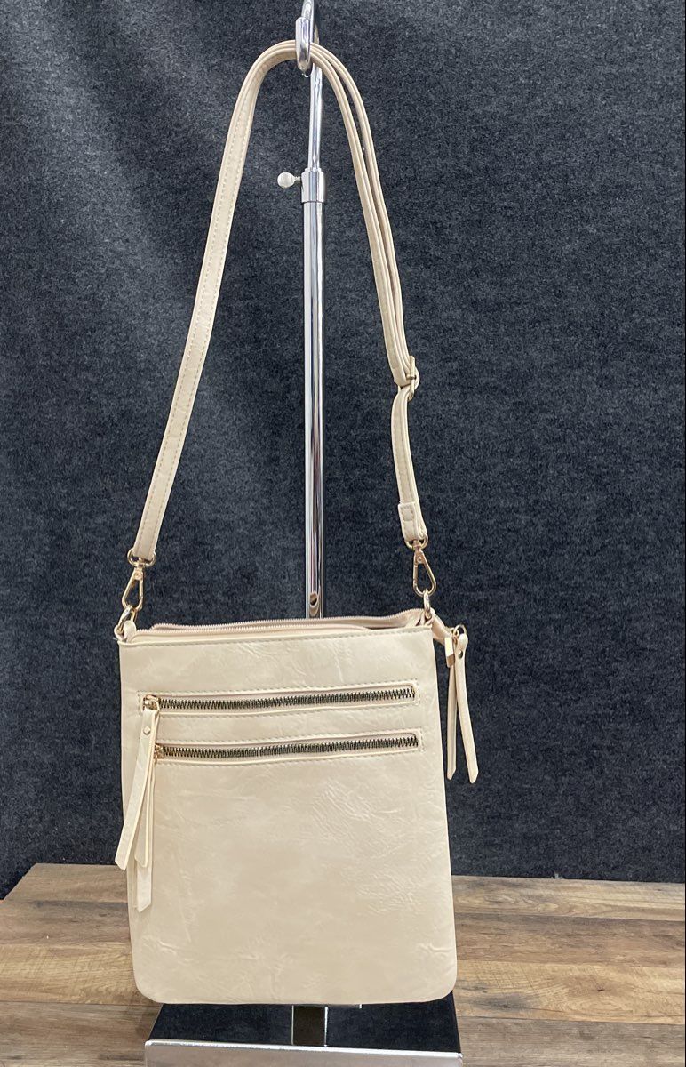 Montana West Tan Leather Crossbody Bag Gold Hardware Purse 13x10