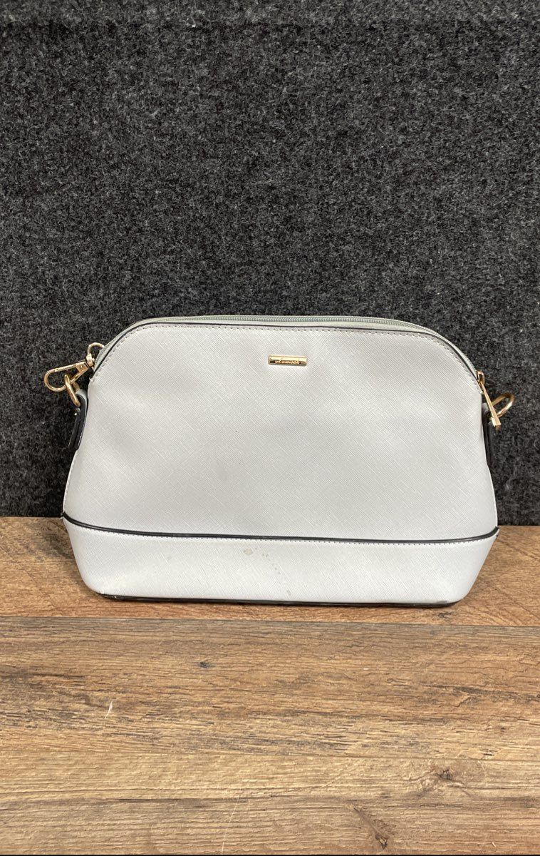 Lovevook Light Blue Saffiano Faux Leather Dome Crossbody Bag Gold Hardware