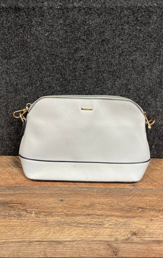 Lovevook Light Blue Saffiano Faux Leather Dome Crossbody Bag Gold Hardware