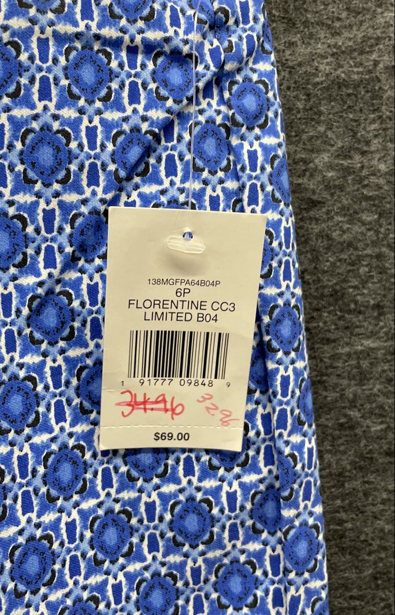 The Limited Women's Blue Florentine Medallion Ankle Dress Pants Sz 6P NWT