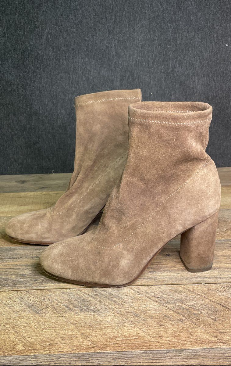 Antonio Melani Women's Brown Suede Block Heel Ankle Booties Size 6.5