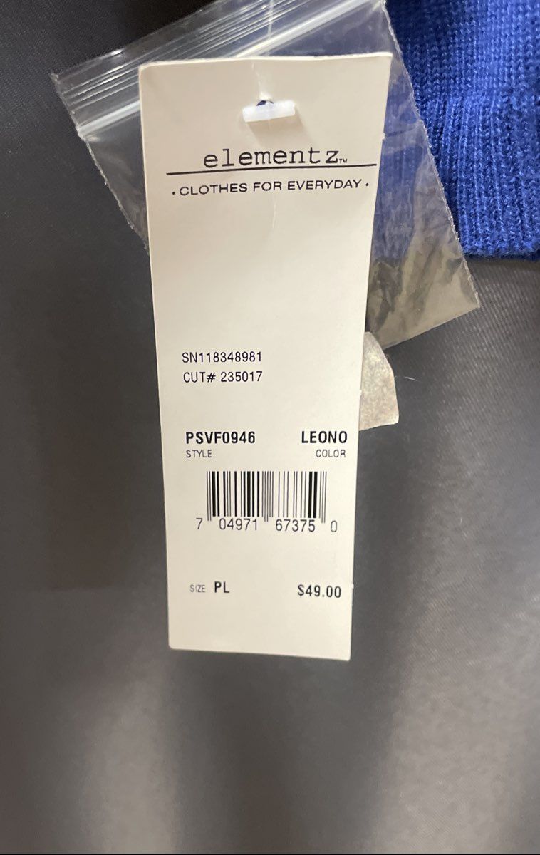 Elementz Women's Blue Argyle Mock Layer Cardigan Shirt NWT Petite Large