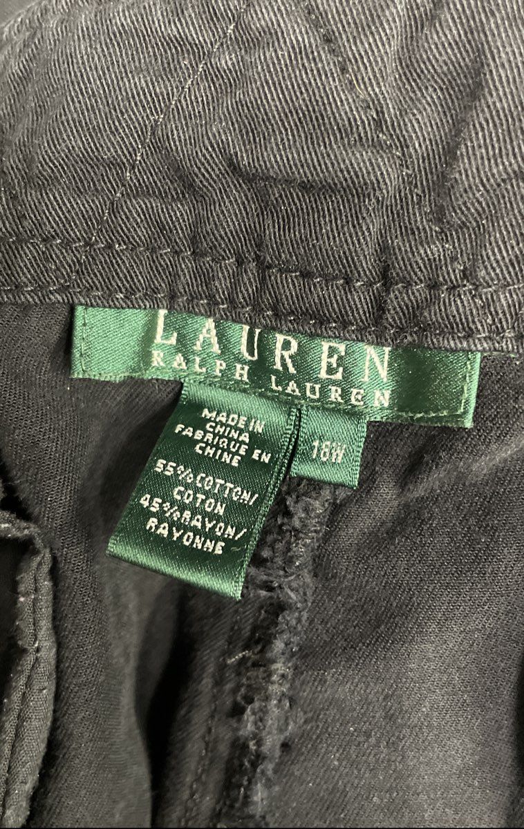 Lauren Ralph Lauren Women's Black Cotton Rayon Utility Cargo Pants Sz 18W