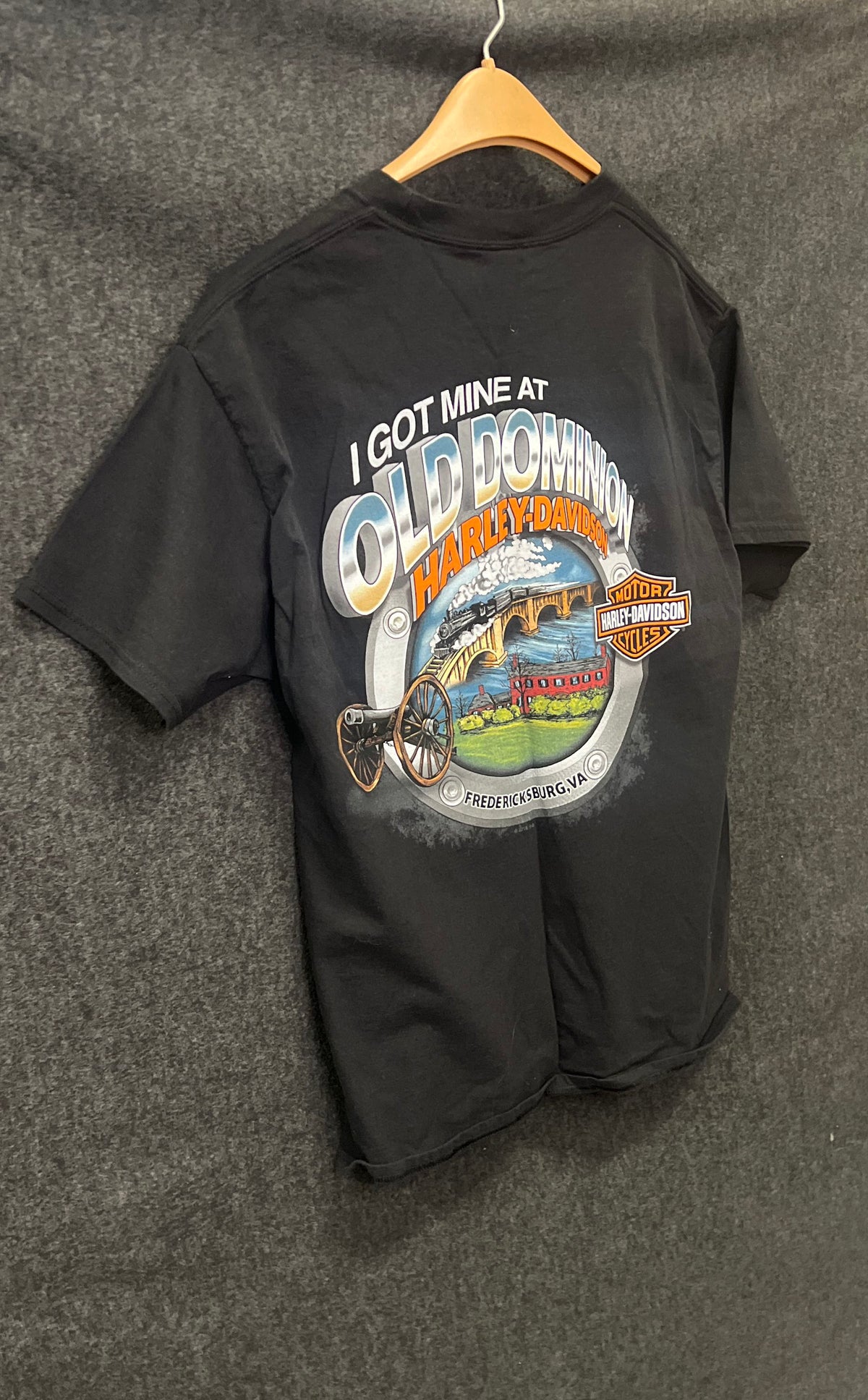 Harley-Davidson Old Dominion Fredericksburg VA Graphic T-Shirt Black Sz L