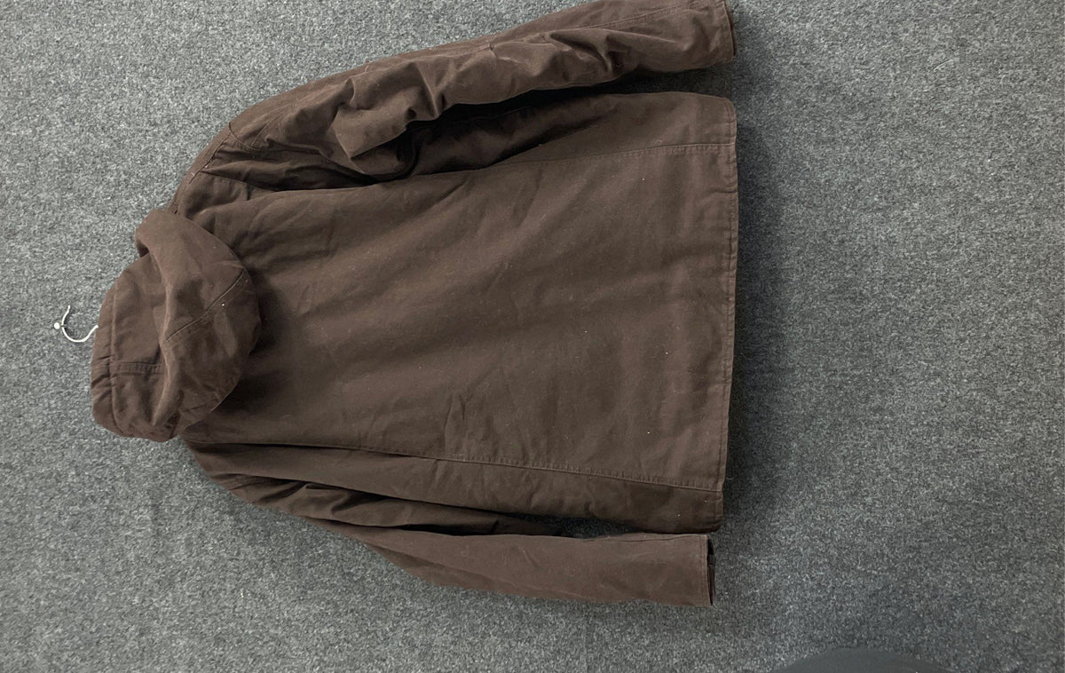 C.E. Schmidt Women's Sherpa Lined Duck Canvas Hooded Work Jacket Brown Sz L Tall