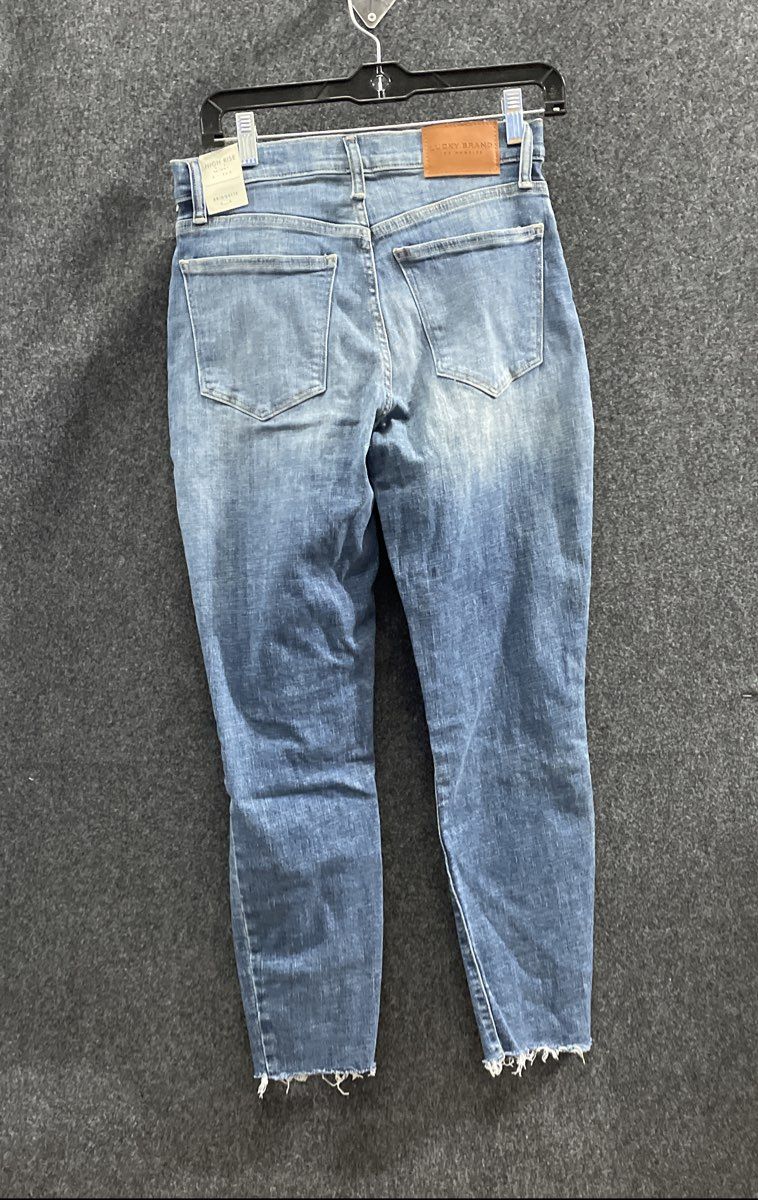 Lucky Brand Women's Blue High Rise Skinny Ankle Jeans Frayed Hem Sz 8 NWT