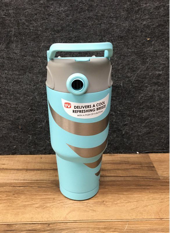 As Seen On TV Refreshing Air Cooler Personal Fan Tumbler Lot of 2 Gray & Teal