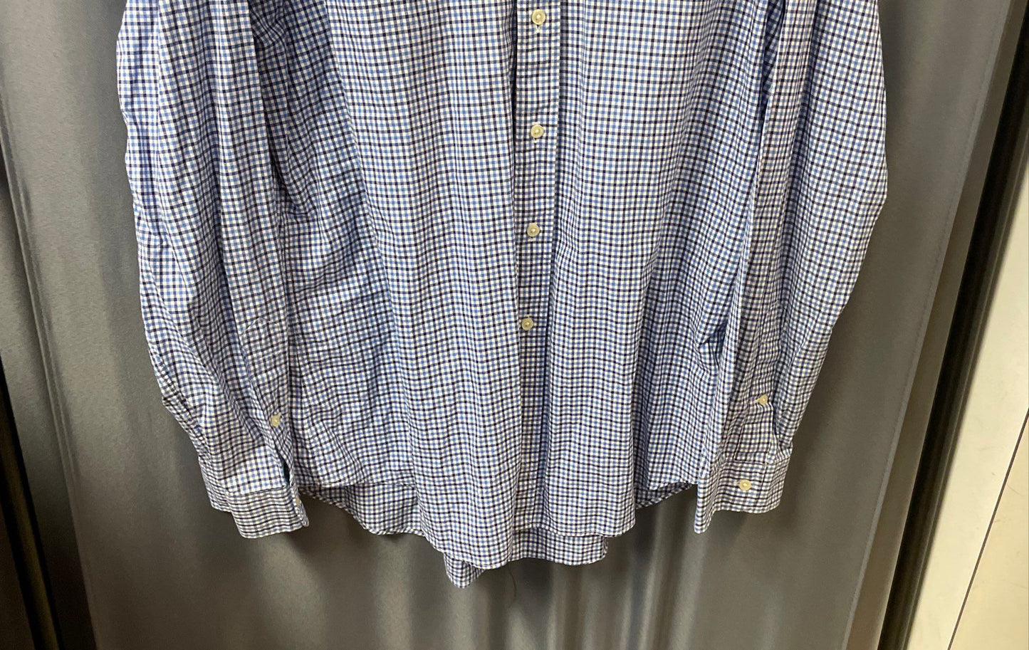 Lauren Ralph Lauren Women's Blue White Gingham Button Down Cotton Shirt Sz XL