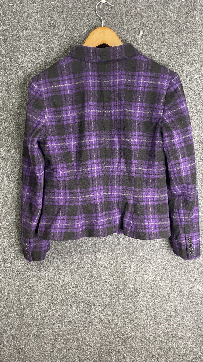 Lauren Ralph Lauren Women's Purple Black Plaid Wool Blend Blazer Jacket Sz 10