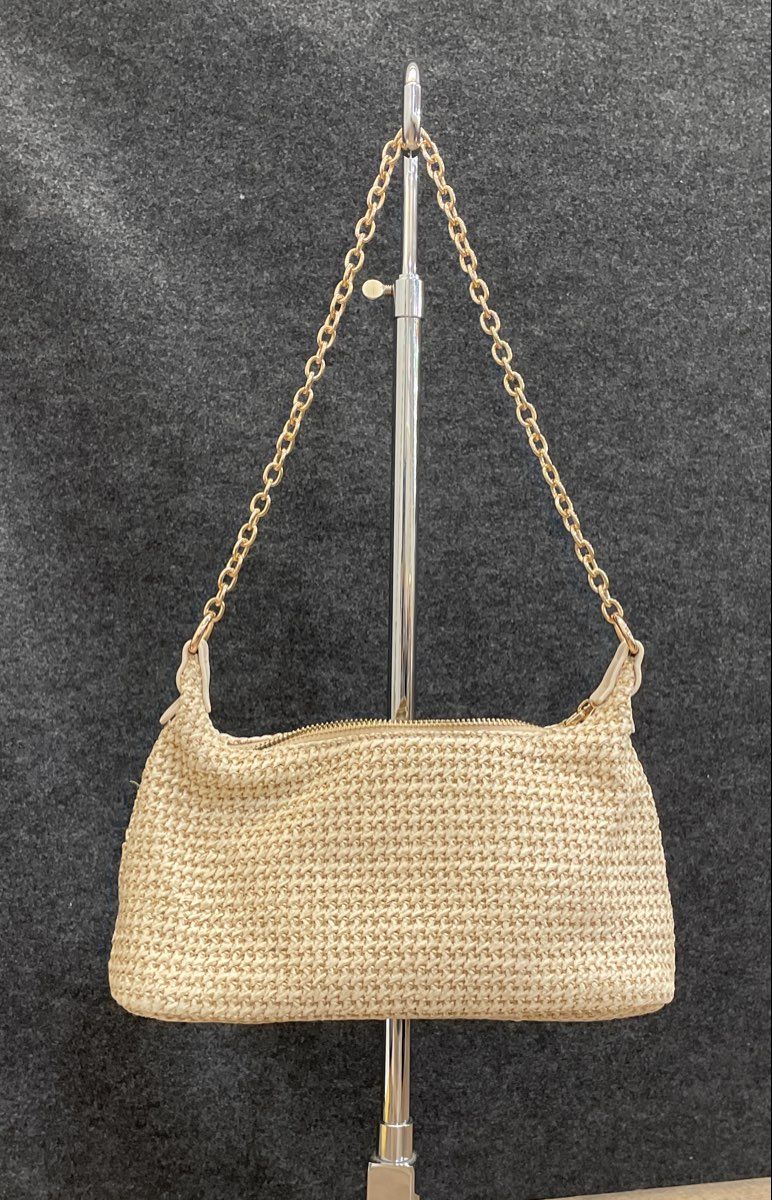 Gold Woven Mini Purse Shoulder Bag Crossbody Gold Chain Strap Small Handbag